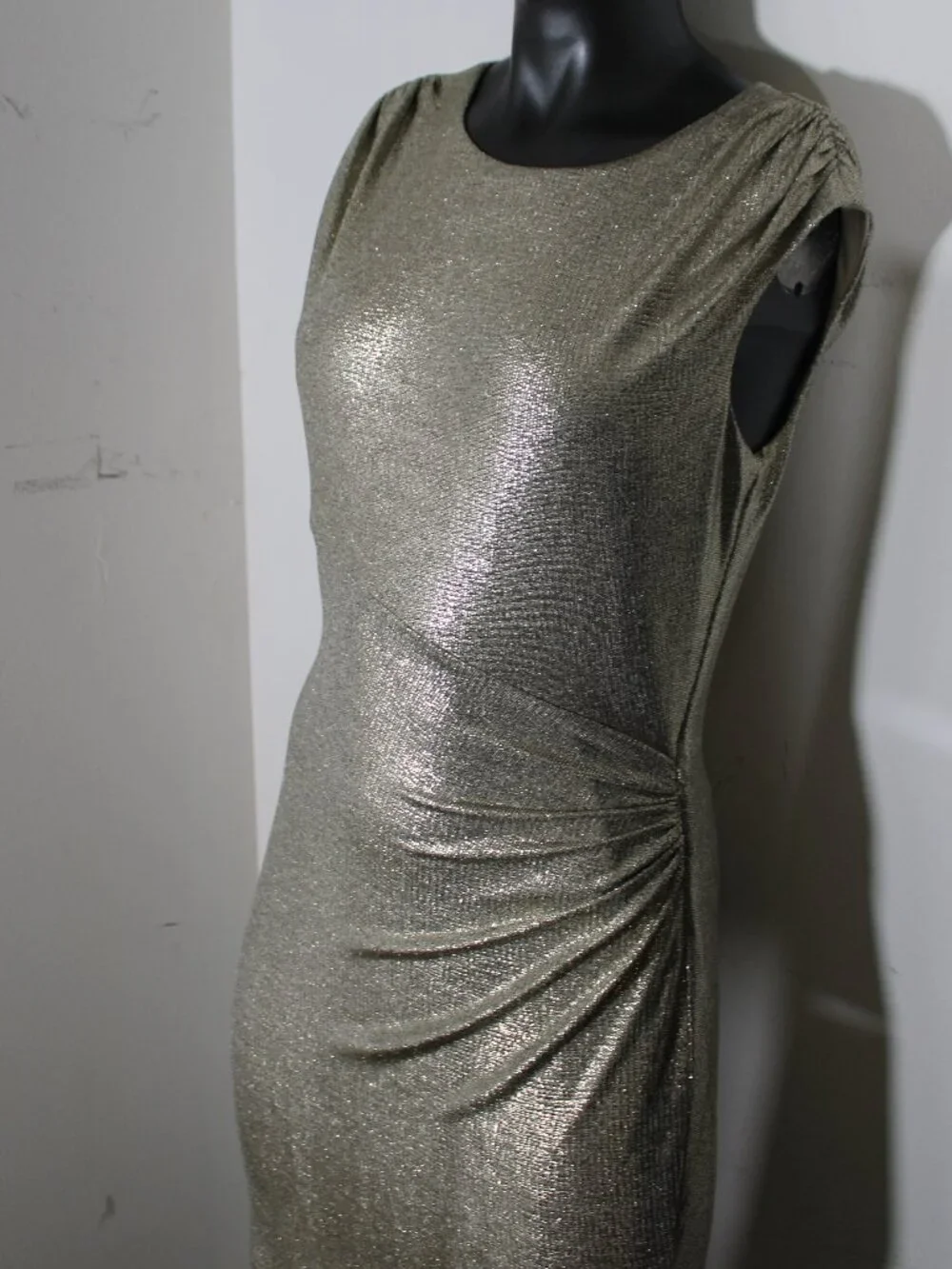 Lauren Ralph Lauren Gold Metallic Ruched Evening Gown Dress - Size 6